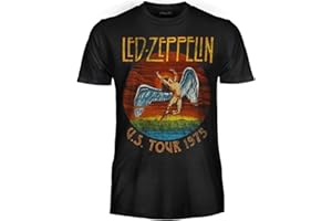 Led Zeppelin T-Shirt U.S. Tour 1975. Maglietta Ufficiale. Band Rock. Maglia Unisex Adulto Ragazzo.