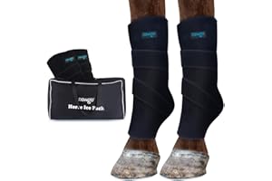 NEWGO Polainas de refrigeración para Caballo, Reutilizables, para Lesiones, para la Rodilla, 2 Vendaje con 4 acumuladores de frío para Botas y pezuñas (2 Unidad)