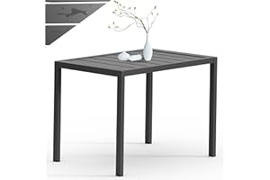 Melko Stolik pomocniczy, aluminiowy stół ogrodowy, prostokątny, odporny na wysokie temperatury i warunki atmosferyczne, 46 x 35 cm, balkonowy, tarasowy