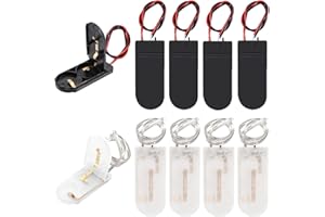 MKBKLLJY CR2032 Batteriehalter, 2 x 3 V Knopfzellenhalter mit Drähten, 14,8 cm/5,8 Zoll Schiebeknopf zum An-/Ausschalten, Zellen-Aufbewahrungsbox-Abdeckung mit Schwarz/Transparent (10 Stück)