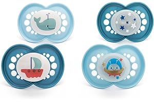 MAM Original Day & Night Soothers | 18-36 Months | 4 Pack | Includes 2X Glow in The Dark Dummies | Orthodontic Design | Baby Accessories | Blue (Various Designs)