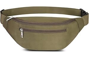 QINLOV Sacs Banane Ville De Sécurité pour Voyage Randonnée Homme Femme, ACS de Sport Vélo à Dos Waist Fanny Pack Running Outdoor Sport de Randonnée (Olive)