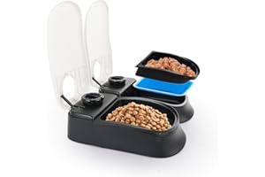 PAWISE Alimentazione automatica per gatti a 2 pasti, alimentazione automatica del cane, con timer 48 ore, mangiatoia per cane/gatto 1,5 tazze, pianificare il pasto o il trattamento
