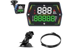 OBEST Compteur de vitesse de voiture, affichage tête haute de voiture, universel, compteur kilométrique, compteur de vitesse avec alarme de vitesse et rappel de fatigue lors de la conduite