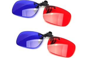 Othmro Clip-on Glasses Red-Blue Anaglyph 3D No Frame Resin Lens Myopia Clip - 3 Sets Simple Style 3D Movie Game 2PCS
