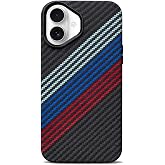KZY İletişim iPhone 17 ile uyumlu Kapak M-Safe Şarj &Ouml;zellikli İnce Yapılı Karbon Kevlar Kılıf - Siyah
