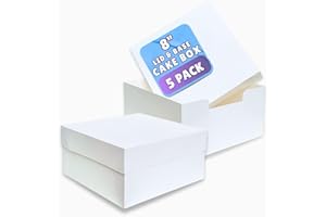 PACK N TRADE SPECIALISTS IN BAKERY & FOOD PACKAGING PACK N TRADE White 8 Inch Cake Box, Pack of 5 Square Cardboard Cake Boxes with Lids (8 x 8 x 5 Inches), Ideal for Safely Carrying and Transporting Cakes