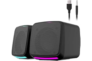 Aysoi PC Speakers, USB Powered Speaker Set, Jack AUX 3.5mm,Portable Mini Speaker for Laptop Smartphones MAC, Colorful RGB Lights