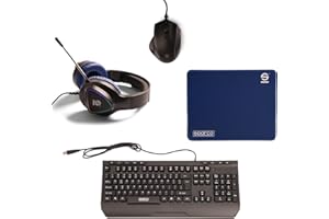 Celly, Kit Gaming Pole Position Linea Sparco, Kit con Tastiera Gaming Retroilluminata, Mouse Gaming con Luci RGB, Cuffie a Filo con Luci a LED Rainbow e Microfono, Tappetino per Mouse Antiscivolo