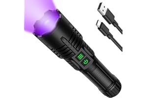 ‎KARRONG LED Taschenlampe 365nm UV Lampe 2 in 1 Aufladbar Extrem Hell, USB-C 5000 mAh Wasserdischt Zoombar Ultraviolette Schwarzlicht 6 Modi für Outdoor Camping Wandern Bernstein Haustier Urin Banknoten