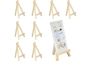 JRJRN 8 Pièces Petit Chevalet de Table en Bois, Mini Trépied Pliable Triangle, Présentoir Triangulaire pour Cartes de Visite, Albums Photo, Fêtes D'anniversaire