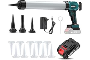 Pistola Silicone Professionale, Uaoaii 21V Pistola Silicone con 2,0Ah Batteria e Caricabatterie, 4 Velocità Regolabili, per Cartucce da 600 ml, Pistola Silicone a Batteria, Antigoccia