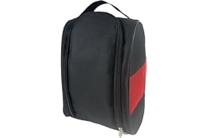 VONAVIRA Durable Shoe Bag for Men & Women, Waterproof Golf Shoe Bag, Portable Boot Bag for Sports, Travel, Gym, and Outdoor Use, Organize and Protect Your Shoes with Ease (Black and red)
