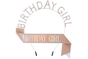 ZHOUHON Geburtstag Kopfschmuck, Geburtstag Schärpe, Mädchen Kristall Tiara, Girls Birthday Party Decorations Set (Silber)