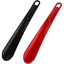 ZOMAKE Metalen Schoenlepel 2Pcs - 42cm Schoenlepel Lange Greep Luie Schoenhulp met Leren Handvat,Extra Lange Schoenlepels voor Mannen Vrouwen Ouderen,17cm Kleine Schoenlepels(42&17cm