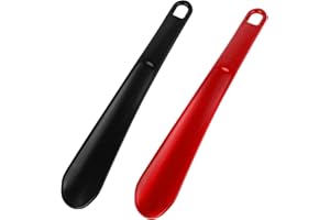 DSLSQD 2 łyżki do butów, 24,6 cm, łyżki do butów, małe, z otworami do zawieszenia, krótkie łyżki do butów, dla mężczyzn, kobiet, dzieci, seniorów, czerwone/czarne, Czerwony, czarny