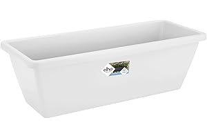Elho Barcelona Balconnière 70 - Planteur pour Balcon & Extérieur - Plastique 100% recyclé - Ø 69.8 x H 16.0 cm - Blanc/Blanc
