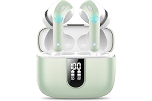 IKT Auriculares Inalámbricos Bluetooth, Auriculares Bluetooth 5.3, 4 Mic con Reducción de Ruido ENC, 50H con Graves, Cascos Inalambricos Bluetooth IP7 Impermeable, Carga Rápida USB-C, Ajuste Cómodo