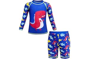 ADUYA Boys Swimming Costume Two Piece Swimsuit Set Rash Guard Trunks Swimwear Kids Swimming Pool Bathing Suit