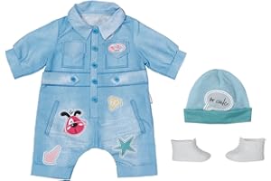 BABY born Deluxe Completino di Jeans - Per bambole da 43 cm - Include tutina, cappello e scarpe - Facile per le mani piccole - Promuove empatia e abilità sociali - Età: 3+ anni