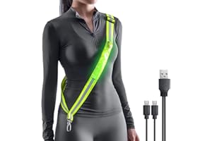 Todoxi Lauflicht Joggen mit Reflektoren Gürtel, LED Lauflampe USB Aufladbar Verstellbar Nacht Sicherheitslicht Laufgürtel für Joggen Laufen Running Fahrradfahren Hundewandern Outdoor Sports
