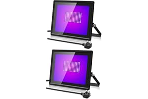 ANKISHI 2pack UV Black Light 100W/50W/30W,385-400nm UV Light 3 Brightness,Ultraviolet Light with 1.5M Power Cord Plug and Switch,UV Floodlight IP66,LED Black Light for Disco Party Halloween Bar Decorations