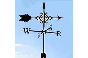 TAZZOR Veleta de metal resistente para previsión meteorológica, veleta con soporte, figura decorativa para patio, terraza y techo (cros.)