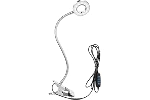 Semlos LED Reading Light, Desk Lamp USB, Clamp Lamp for Bed Headboard Tables, 3 Colors 10 Brightness, Clip Gooseneck Lamp, Silver, 8W