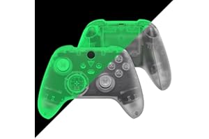 eXtremeRate Full Set Shell Buttons for Xbox Series X & S Controller, Glow in Dark - Green Replacement Side Rails Grips Front Back Plate Cover for Xbox Core Wireless - Controller NOT Included