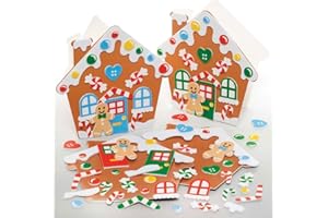 Baker Ross FE939 Kit de Tarjetas de Casa de Pan de Jengibre - Paquete de 6, Espacios en Blanco para Hacer Tarjetas, Proyectos de Manualidades para Niños