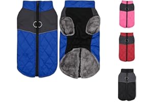 YEALAY Fleece Lining Warm Dog Coats Padded Vest with D Ring Waterproof Reflective Puppy Jacket for Small Medium Large Dog Winter Coat Clothes Zip Up Apparel for Cold Weather (S, Blue)