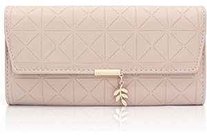 GOUNNU Długa torebka dla kobiet skóra PU, duża pojemność, portfel damski ze skóry PU, portfel dla kobiet z wieloma przegródkami na karty i kieszenią na zamek błyskawiczny, damska torebka kopertówka,