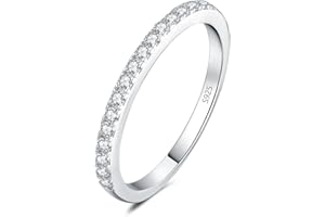 JewelryPalace Anello Half Eternity Donna Argento con Cubica Zirconia, Anelli Donna 925 con 6 Pietre a Taglio Rotondo, Fede Nuziale in Tre Ori Anello Eternity Matrimonio Argento Set Gioielli Donna