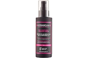 Kerargan - Sérum Capillaire Ultra Réparateur à la Kératine pour Cheveux Abîmés - Protecteur, Lissant - Huiles Naturelles de Ricin, Macadamia, Argan - Sans Sulfate, OGM, Huile Minérale - 100ml