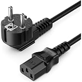 deleyCON 4 m Power Cable Power Power Connector Type F (CEE 7/7) 90&deg; Elbow to Coupler C13 Female PC Computer Monitor Printer P