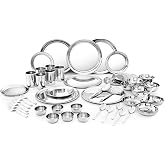 Shri & Sam Stainless Steel Shagun Dinner Set | 50 Pcs Set | Serves 6 People - Solid