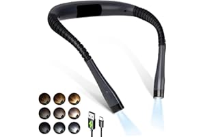 BESTYKS Luz de Lectura Cuello, Luz Lectura Libros Cama Recargable, Luz para Leer Libros con 3 Colores Modos Protección Ocular y 3 Brillos, Recargable & Larga Duración, Ideal para Tejer, Reparar, etc.(Negro)