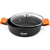 WECOOK Ecochef Titanium Casserole Low Induction Glass Lid 40 cm, 5 Layers Non-Stick Quantanium without PFOA, Cast Aluminium 5