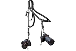 4J LEDR Correa de cámara para 1 o 2 DSLR, correa de cámara de cuero para 1 o 2 cámaras, arnés de cámara dual, correa de cámara de cuero para hombro para fotógrafos