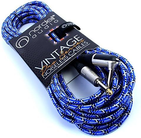 Premium Braided Guitar Cable: 10m / 30ft Mono 1/4 inch Jack Lead for Bass, Electric, Keyboard, Amp etc.