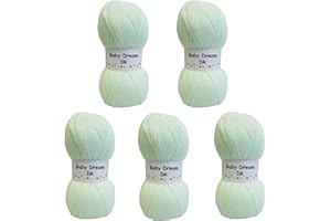 BABYDREAM 5 x 100g Baby Dream DK, Double Knitting Baby Yarn/Wool (5 x 100g Mint)