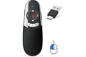HASACOOL USB C Presenter, Air Maus 2 IN 1 Kabellose 2.4 GHz Powerpoint Fernbedienung, Präsentationsfernbedienung für Windows 7/8/10/Mac/Linux/Android/PowerPoint