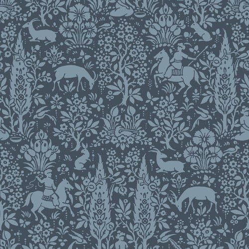 Crown Wallcoverings Woodland Wallpaper Dark Blue M1169 Sample