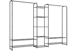 SONGMICS Perchero, Armario Abierto, Perchero con Estantes de Almacenamiento, Armario de Metal, Independiente, Negro Mate LGR463B01