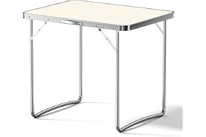 WilTec Bärbart fällbart bord 80 x 60 cm med vit MDF-bordsskiva och aluminiumram
