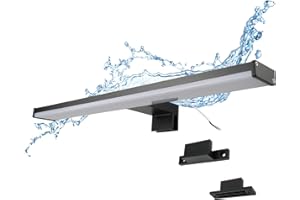 Alpinaluz Aplique LED para Espejo de Baño – Luz Blanca Neutra 4000K – IP44 – Carcasa de Aluminio y Soportes en Policarbonato Negro – Montaje en Espejo, Pared o Mueble (40cm 8W)