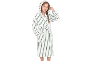 JiAmy barnmorgonrock randig mjuk fleece badrock 4-14 år | Mjuk mysig plysch varm absorberande badrock med huva present till p