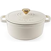 Salter Chester 24cm Cast Iron Casserole Pot – Self-Basting Lid, Dutch Oven/Stock Pot, Enamel Coated Cast Iron, Oven Safe, Sui