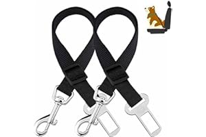 2 Stück Hunde Sicherheitsgurt Auto, BOOSHMall Hundegurt fürs Auto, Verstellbarer Anschnallgurt Hundesicherheitsgurt, mit Starke Karabiner, für alle Hunderassen und Auto Sitze Trunk, Schwarz