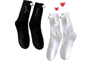 shallyong 2 pary śmiesznych skarpetek, prezent dla mężczyzn, kobiet, magnetycznych skarpetek z kreskówki 3D czarno-białe, skarpety dla par unisex, pomysł na prezent, biały i czarny, Medium